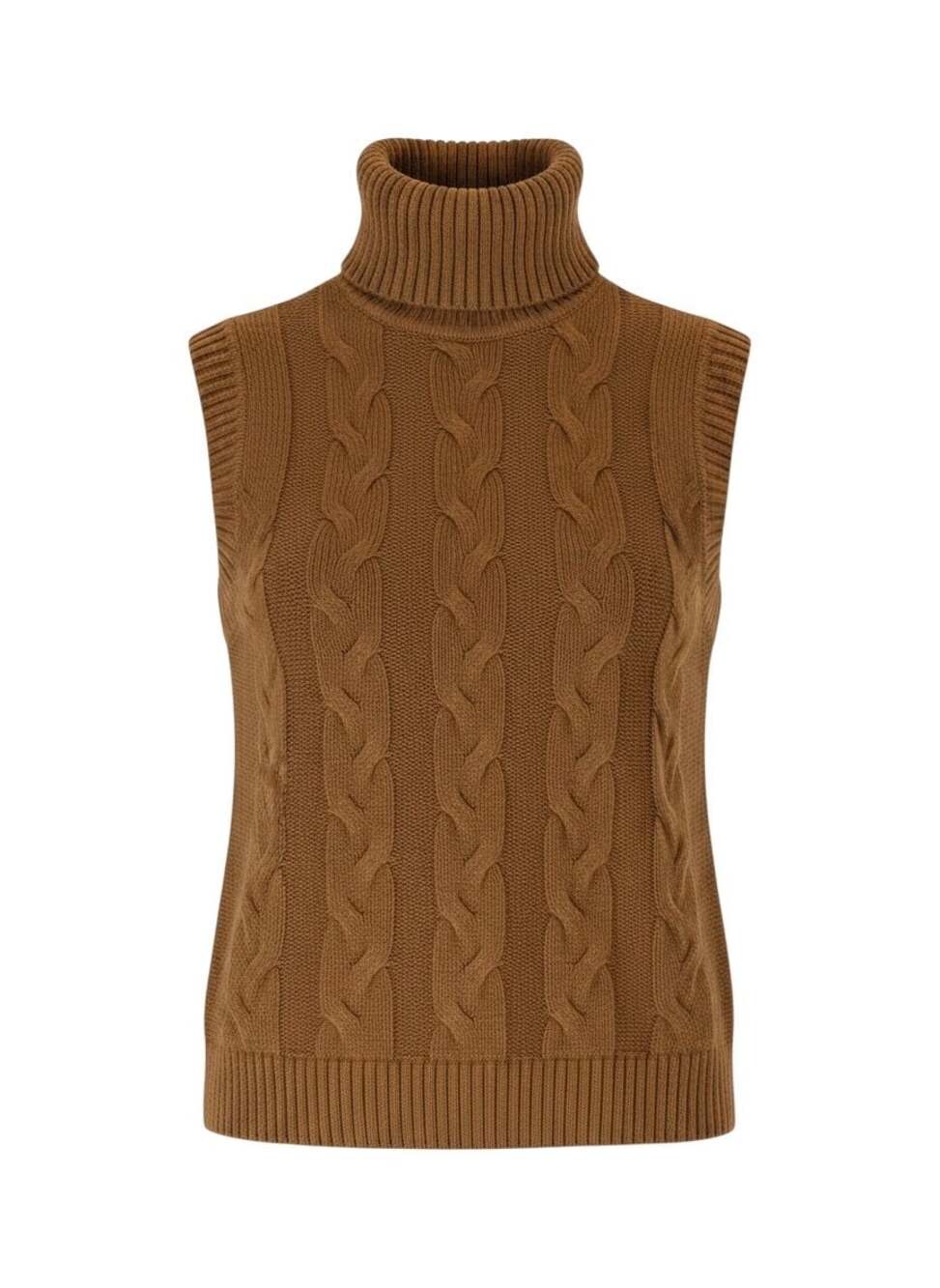 GAP Cable Knit Sleeveless Turtleneck Sweater Vest | Brown | Size Small